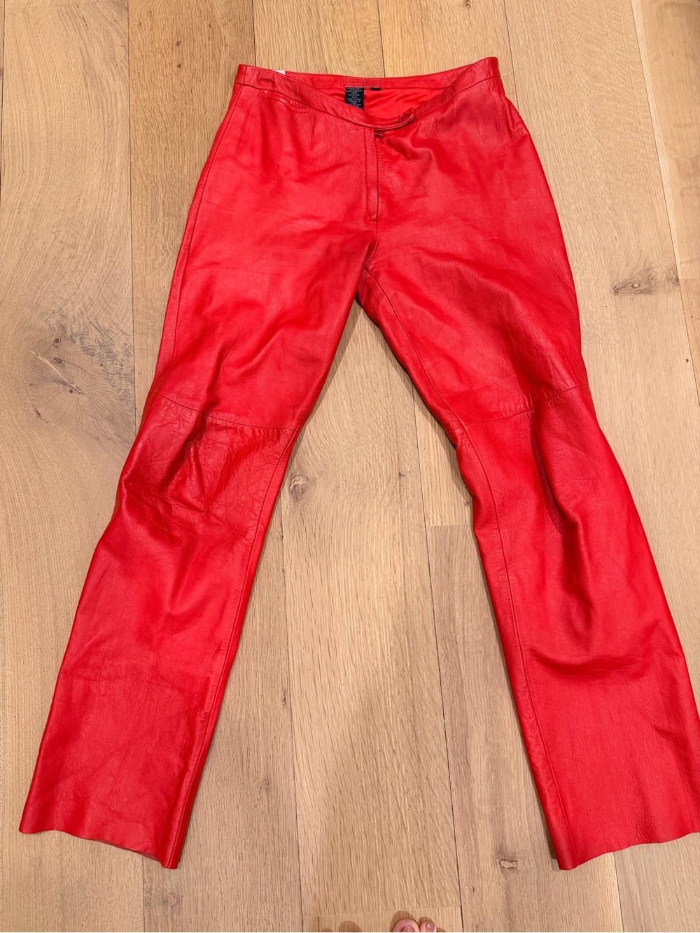 BCBG Max Azria Red Genuine Leather Pants Y2K Size 6